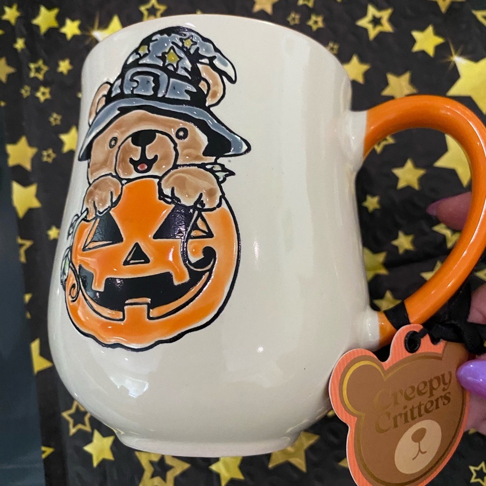 creepy critters viral witch Halloween 🎃 Jack o lantern , teddy bear mug new